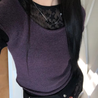Dor Lip Neck Short Sleeve Knit