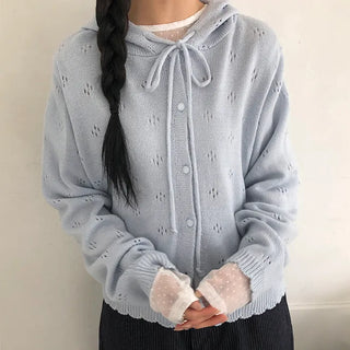 Marmel Punching Hooded Knit Cardigan