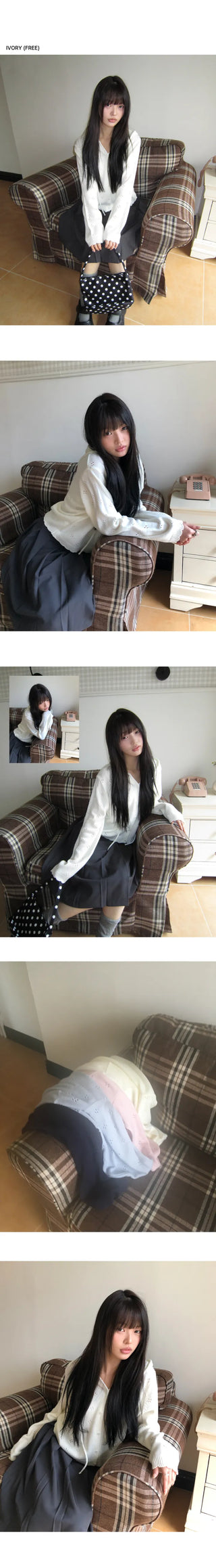 Marmel Punching Hooded Knit Cardigan