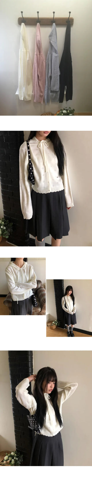 Marmel Punching Hooded Knit Cardigan
