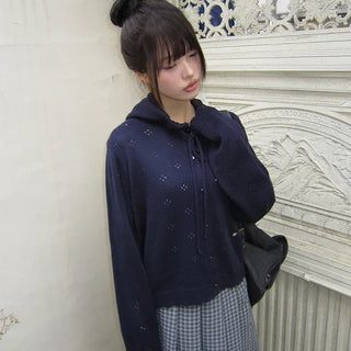 Marmel Punching Hooded Knit Cardigan