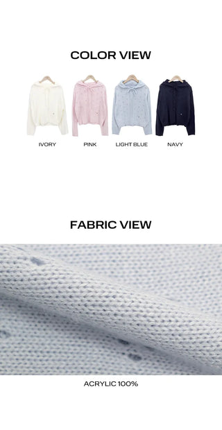 Marmel Punching Hooded Knit Cardigan