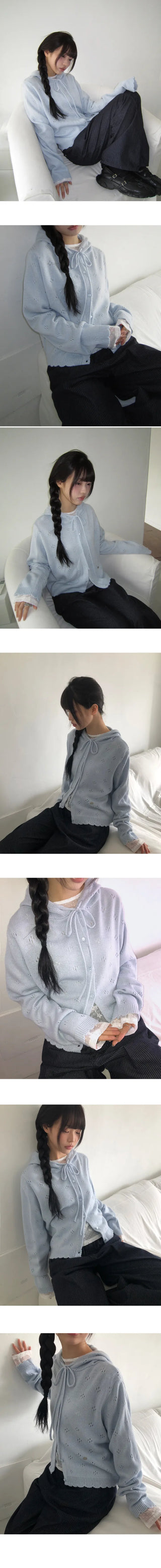 Marmel Punching Hooded Knit Cardigan