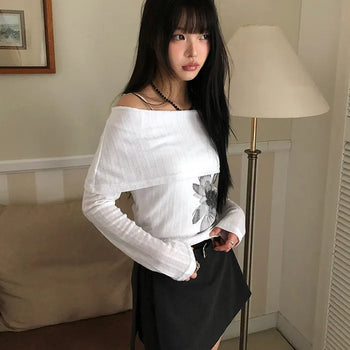 Bellan Shirred Off-Shoulder Long Sleeve T-shirt