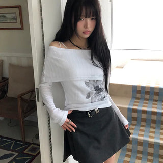 Bellan Shirred Off-Shoulder Long Sleeve T-shirt
