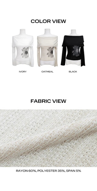Bellan Shirred Off-Shoulder Long Sleeve T-shirt