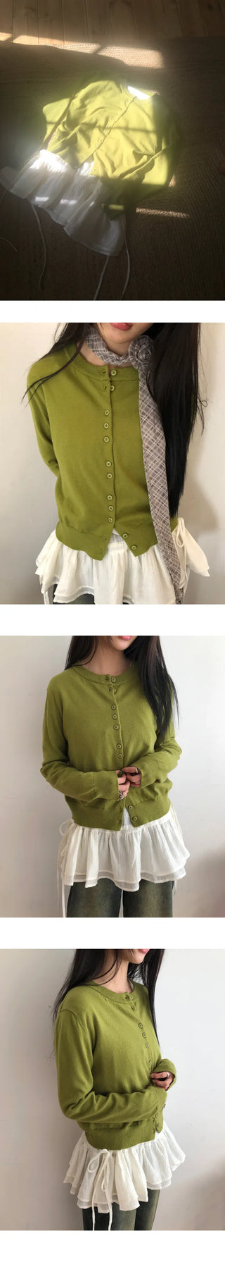 Rodun Button Detail Round Neck Knit Cardigan