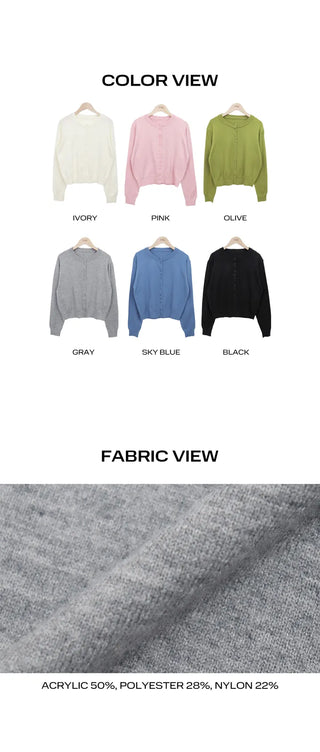 Rodun Button Detail Round Neck Knit Cardigan
