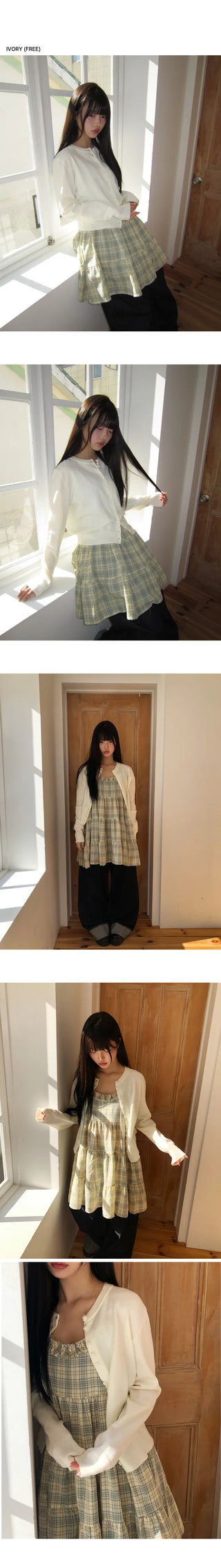 Rodun Button Detail Round Neck Knit Cardigan