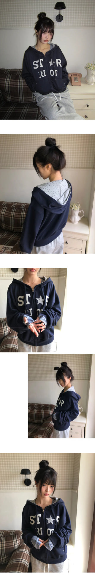 Hugo Star Two-Way Zip-Up Hoodie