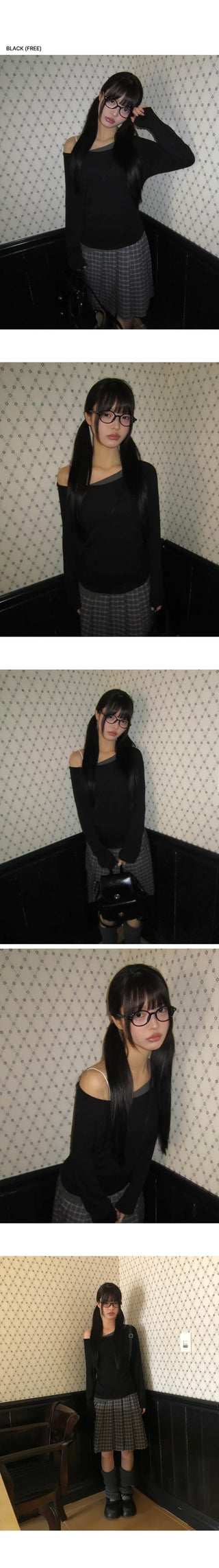 Elang Color Block Shirred One-Shoulder Long Sleeve T-shirt