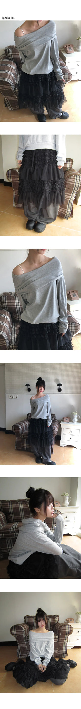 Lapue Frill Tiered Midi Skirt