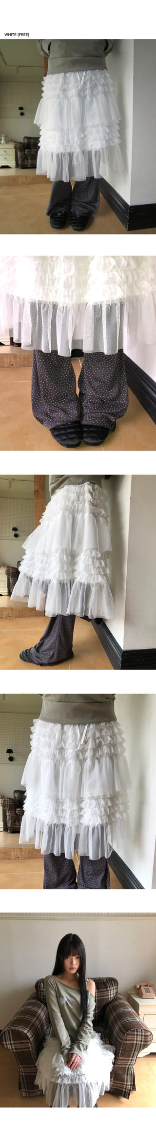 Lapue Frill Tiered Midi Skirt