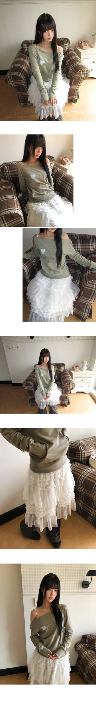 Lapue Frill Tiered Midi Skirt