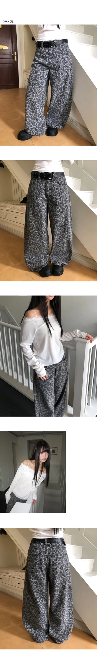 Drew Daisy Flower Wide Denim Pants