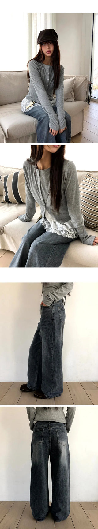 Noor Semi-Wide Denim Pants