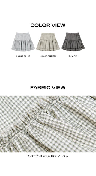 Bran Double Frill Check Midi Skirt