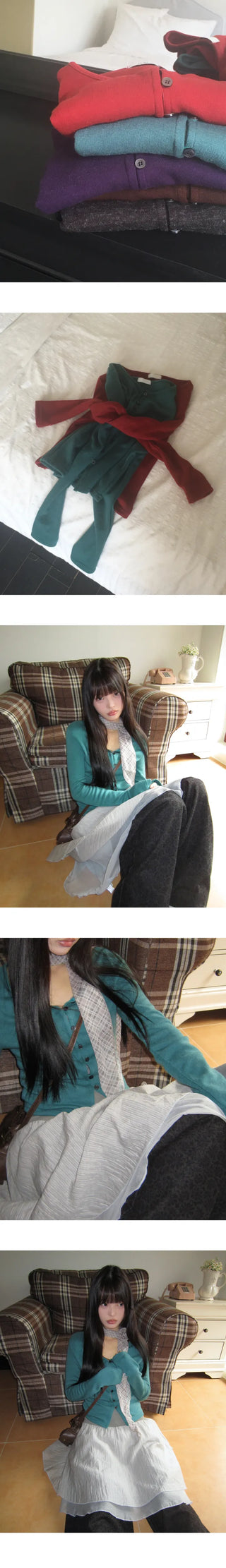 Bijou Vivid Button Wool Cardigan