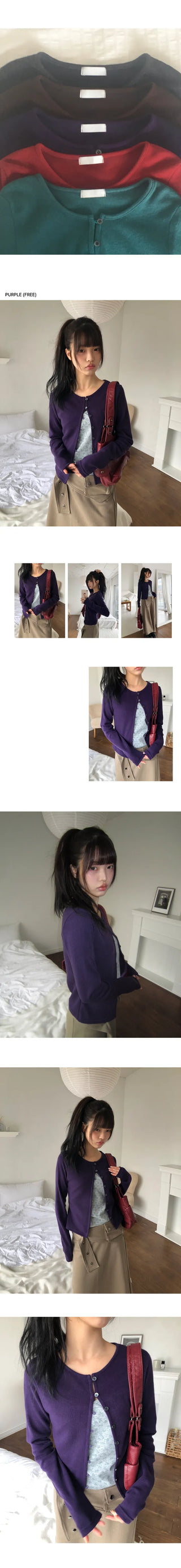 Bijou Vivid Button Wool Cardigan