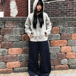 Zakan Flower Roll-up Wide Denim Pants