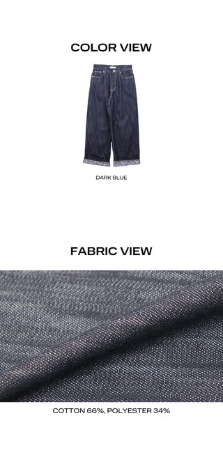 Zakan Flower Roll-up Wide Denim Pants