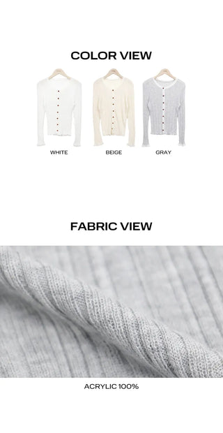 Dabu Lace Button Ribbed Cardigan