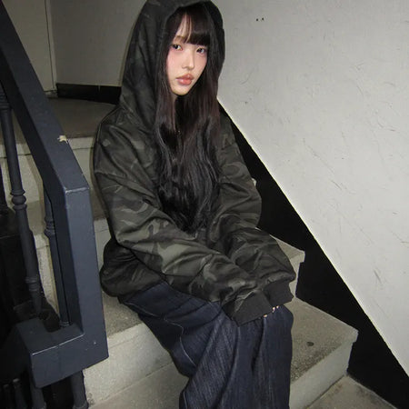 Kaya Camo Reversible Zip-Up Hoodie