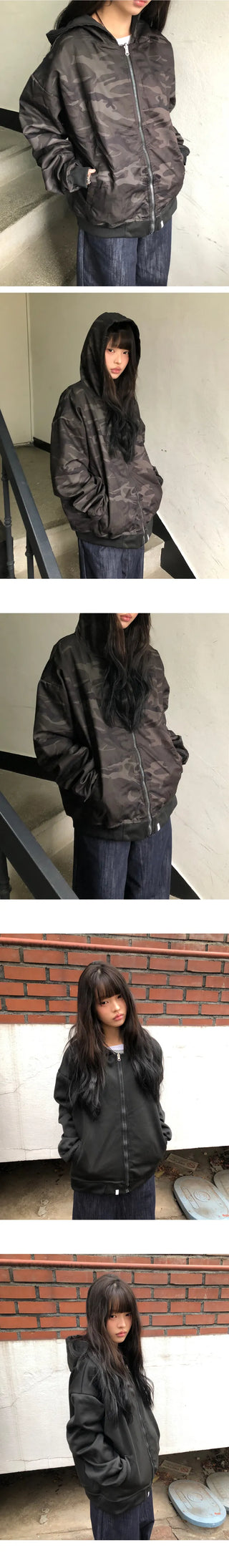 Kaya Camo Reversible Zip-Up Hoodie