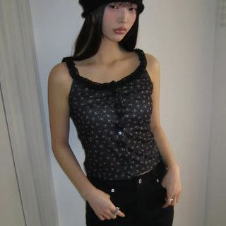 Hiyun Flower Frill Sleeveless Top