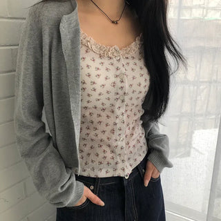 Hiyun Flower Frill Sleeveless Top