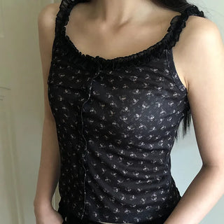 Hiyun Flower Frill Sleeveless Top