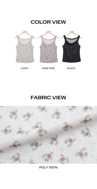 Hiyun Flower Frill Sleeveless Top