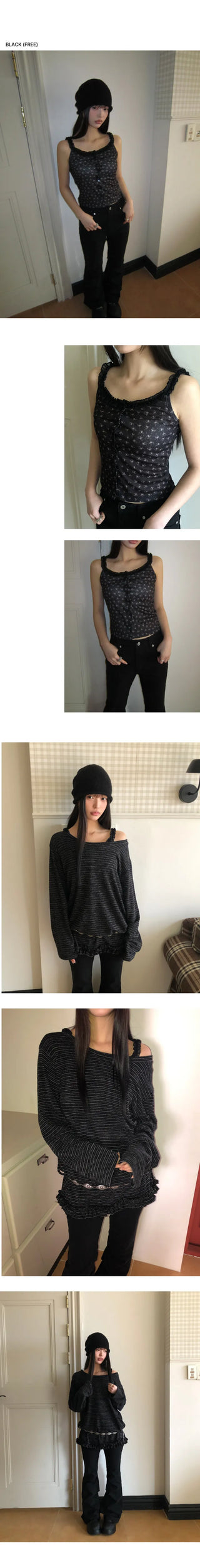 Hiyun Flower Frill Sleeveless Top