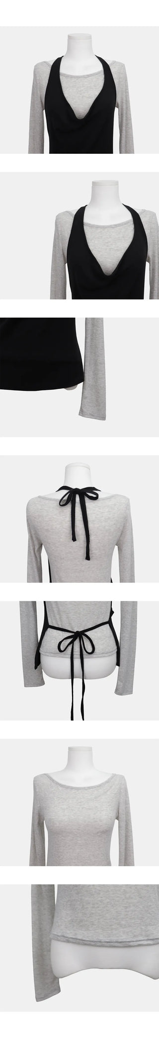 Anew Lip Neck Layered Long Sleeve T-shirt