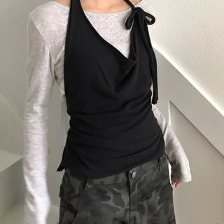 Anew Lip Neck Layered Long Sleeve T-shirt