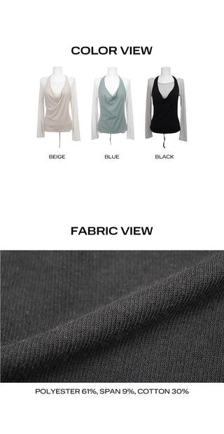 Anew Lip Neck Layered Long Sleeve T-shirt