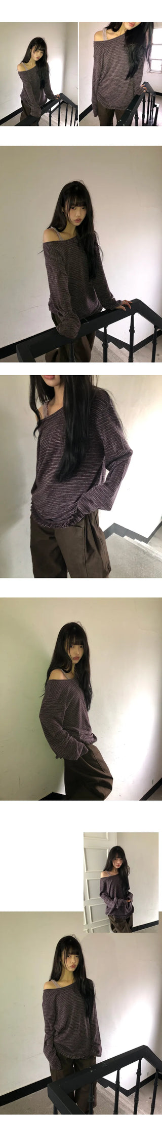 Herin Striped Frill Long Sleeve T-shirt