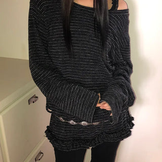 Herin Striped Frill Long Sleeve T-shirt