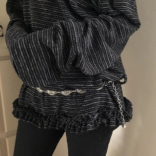 Herin Striped Frill Long Sleeve T-shirt