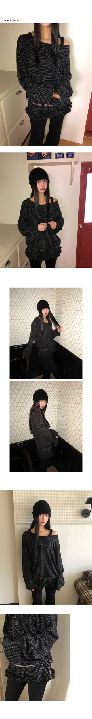 Herin Striped Frill Long Sleeve T-shirt