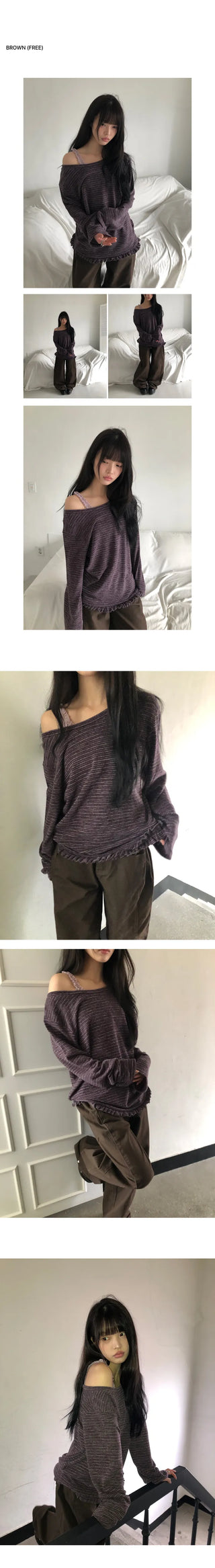 Herin Striped Frill Long Sleeve T-shirt