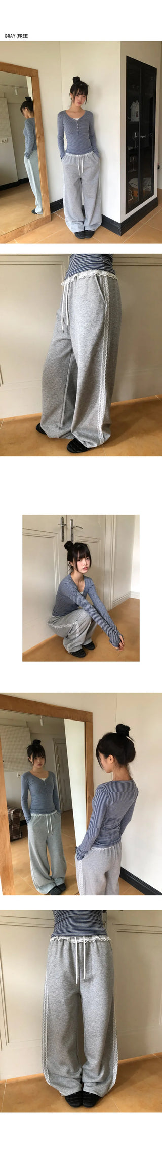 Elba Lace Two-Way Elastic Pants