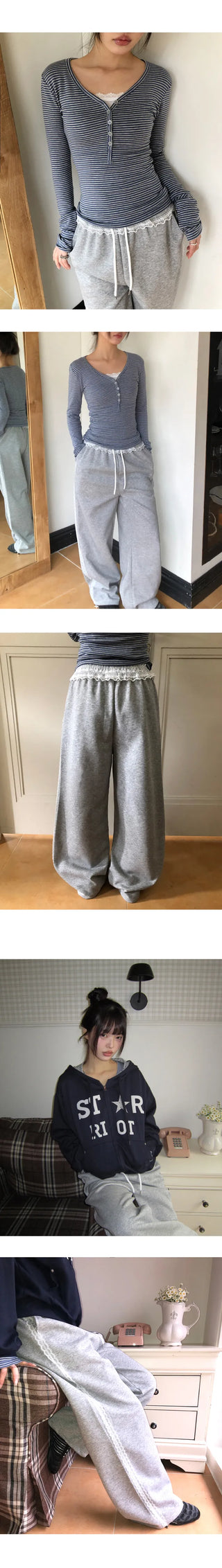 Elba Lace Two-Way Elastic Pants