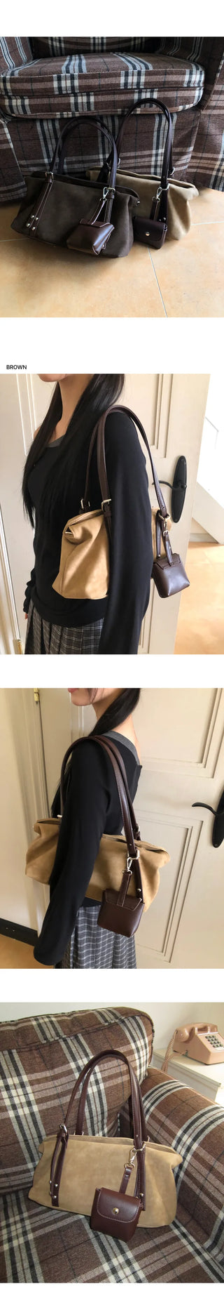 Velvet Suede Crossbody Shoulder Bag