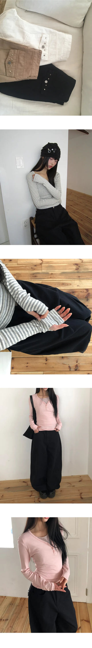 Cron Back Pocket Studded Cotton Pants