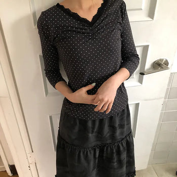 Herang Dot Lace 3/4 Sleeve T-shirt