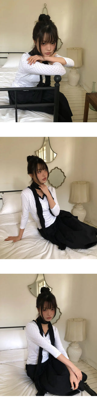 Herang Dot Lace 3/4 Sleeve T-shirt