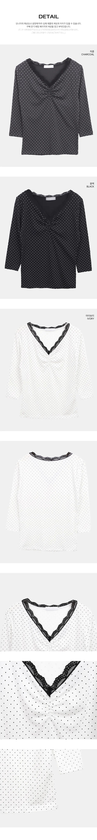 Herang Dot Lace 3/4 Sleeve T-shirt