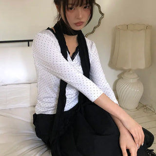 Herang Dot Lace 3/4 Sleeve T-shirt