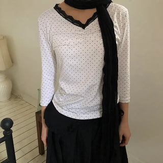 Herang Dot Lace 3/4 Sleeve T-shirt